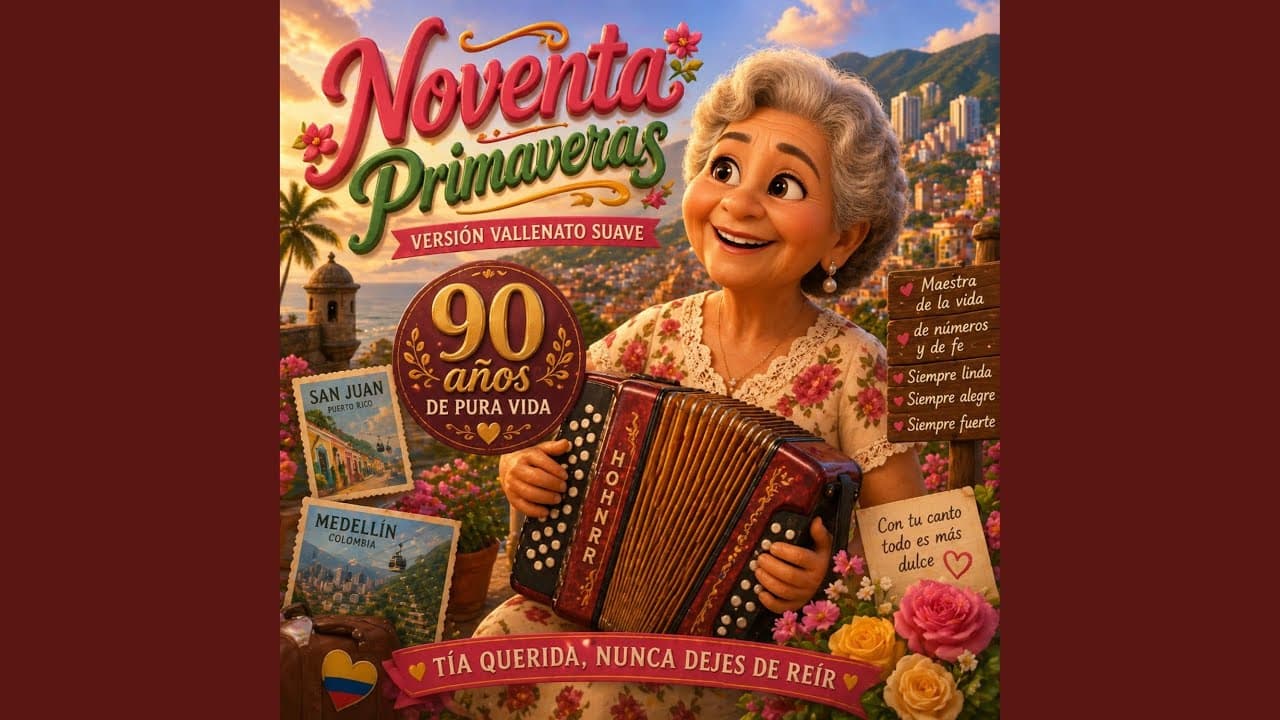 Carátula del álbum 90 primaveras de Amparito de Caficuentos canciones